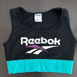 Reebok Black and Teal Sports Bra with Purple Accent